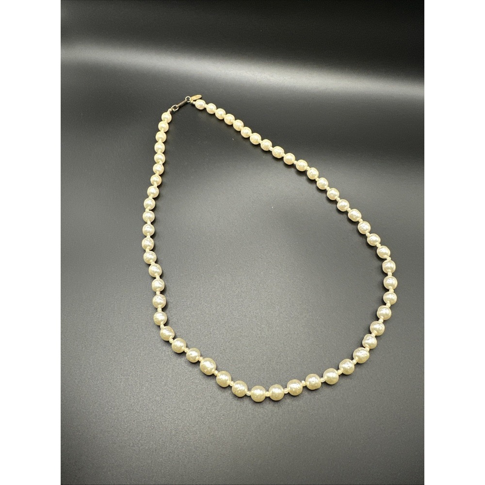 Vintage MIRIAM‎ HASKELL Pateneted 6mm Faux Baroque Pearl Necklace 24" Long